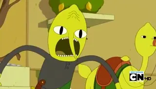 Adventure time-The pup gang meets lemongrab at 00:28 — LEMONGRAB